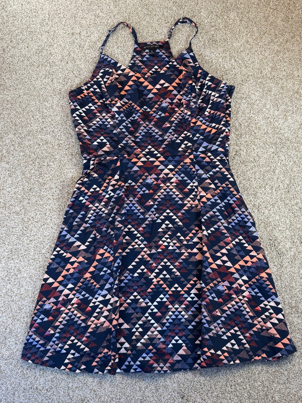 Banana Republic Factory Dress Womens Sz 12 Fit n Flare Multicolor Geometric - Picture 2 of 8